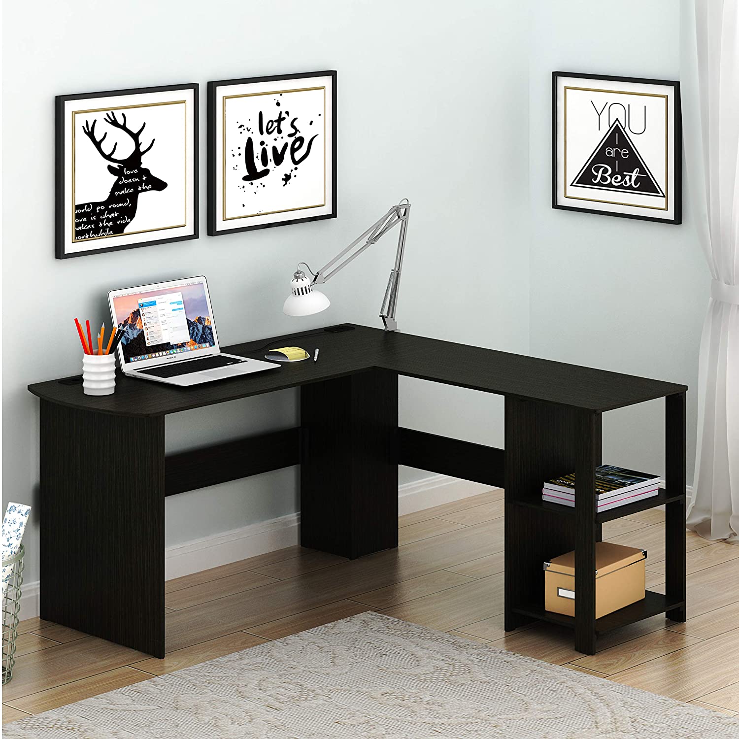 L-Shaped Home Office Wood Corner Desk