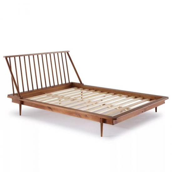 solid wood modern caramel queen spindle bed