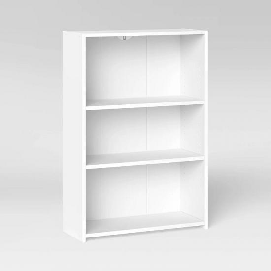 Easy assembly wooden bookstore 3 tier bookcase
