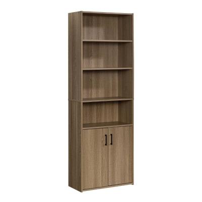 brown bookcase with doors